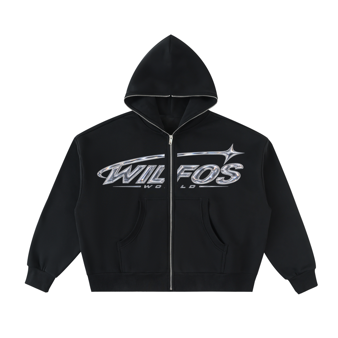 Fleeced Full-Zip Boxy Hoodie