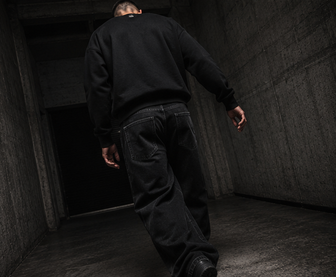 Black Fleece Mock-Neck Crew Sweatshirt