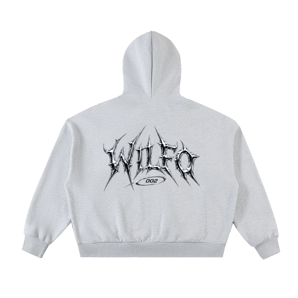 Grey Full-Zip Boxy Hoodie