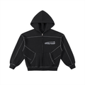 Contrast-Stitched Boxy Zip Hoodie