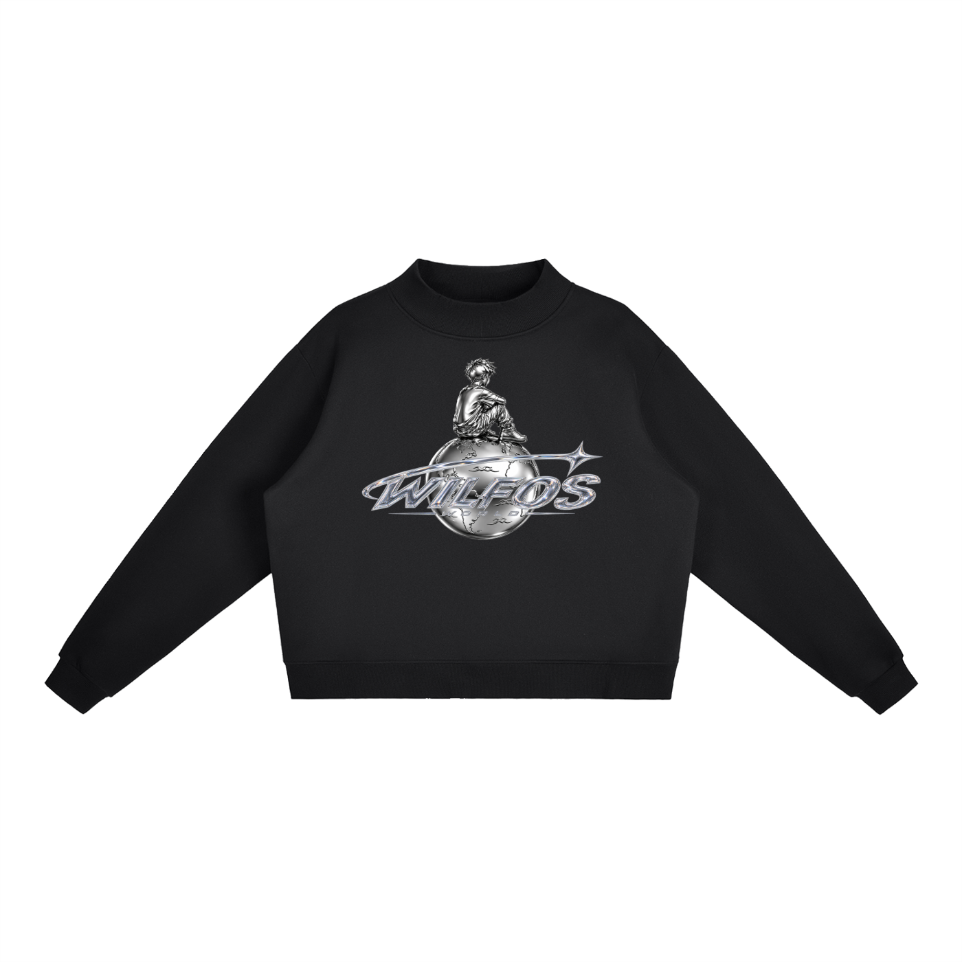 Black Fleece Mock-Neck Crew Sweatshirt