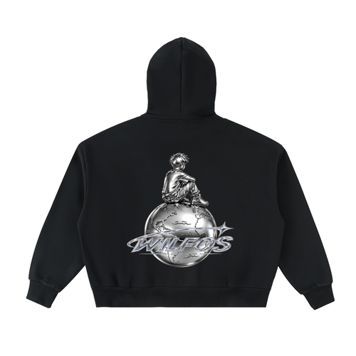 Black Full-Zip Boxy Hoodie
