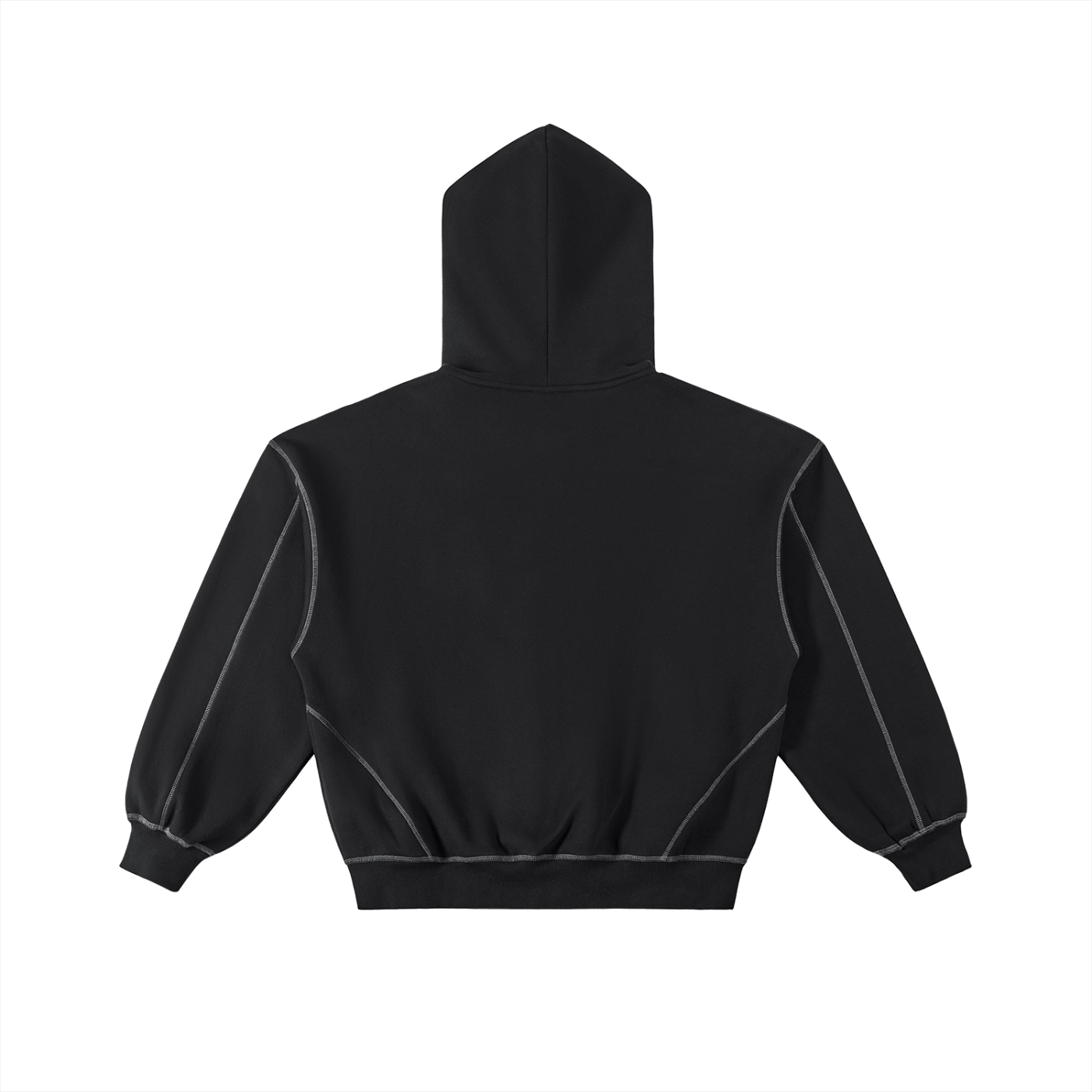 Contrast-Stitched Boxy Zip Hoodie