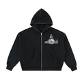 Black Full-Zip Boxy Hoodie