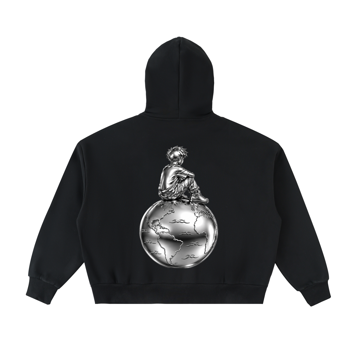 Fleeced Full-Zip Boxy Hoodie